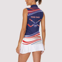 My Gold Medal Winning Hockey Team Personalized Women Sleeveless Polo Shirt Blue Style