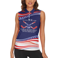 My Gold Medal Winning Hockey Team Personalized Women Sleeveless Polo Shirt Blue Style