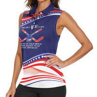 My Gold Medal Winning Hockey Team Personalized Women Sleeveless Polo Shirt Blue Style