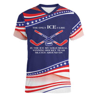 My Gold Medal Winning Hockey Team Personalized Women V-Neck T-Shirt Blue Style