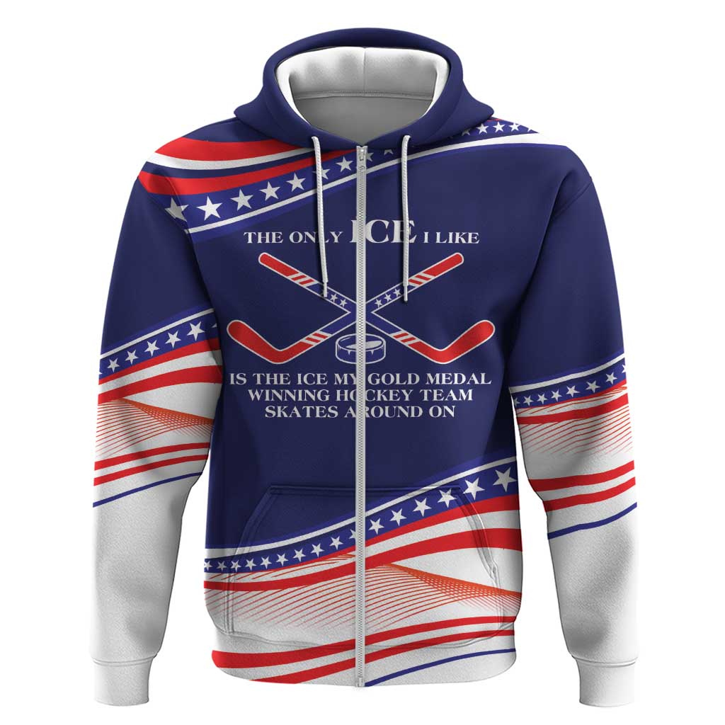 My Gold Medal Winning Hockey Team Personalized Zip Hoodie Blue Style