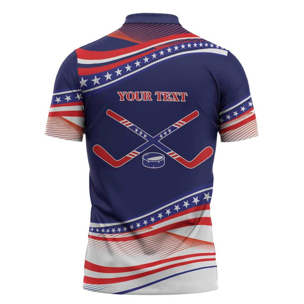 My Gold Medal Winning Hockey Team Personalized Zipper Polo Shirt Blue Style