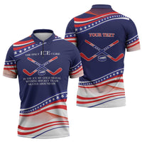 My Gold Medal Winning Hockey Team Personalized Zipper Polo Shirt Blue Style