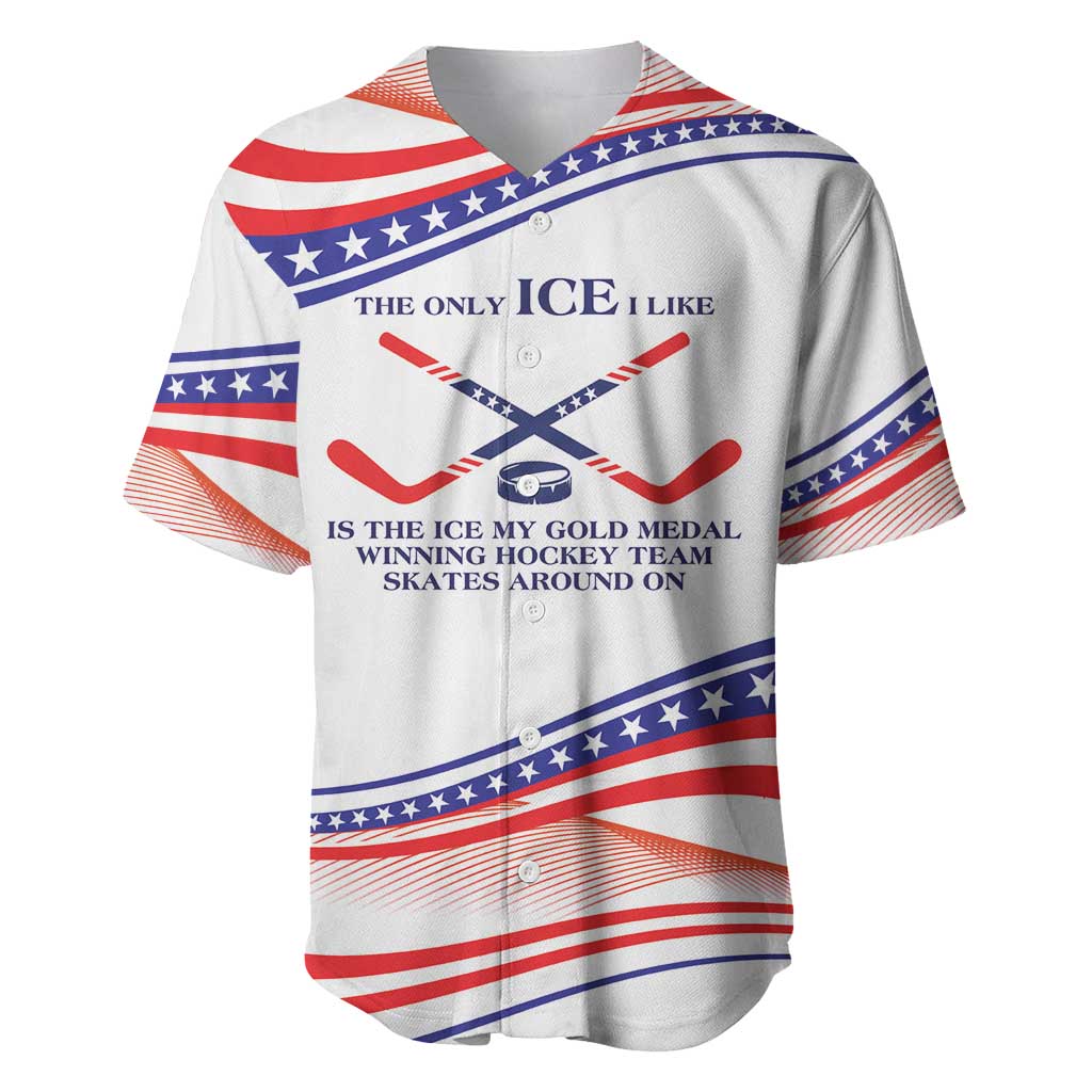 My Gold Medal Winning Hockey Team Personalized Baseball Jersey White Style