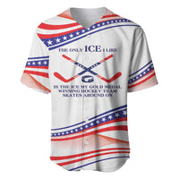 My Gold Medal Winning Hockey Team Personalized Baseball Jersey White Style