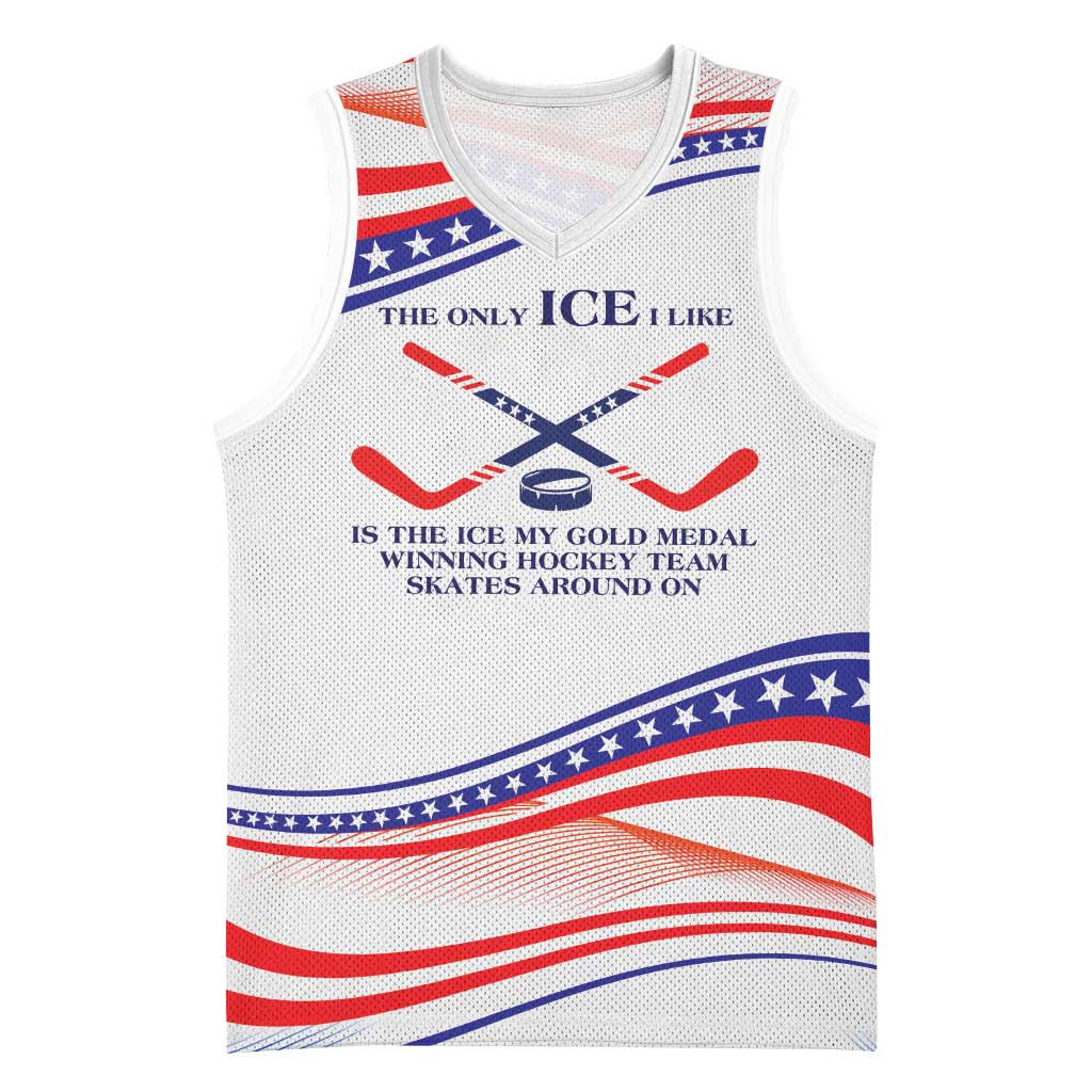 My Gold Medal Winning Hockey Team Personalized Basketball Jersey White Style