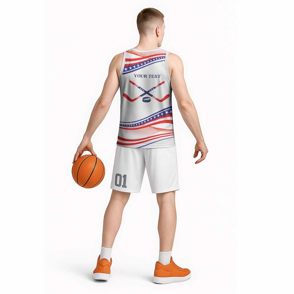My Gold Medal Winning Hockey Team Personalized Basketball Jersey White Style