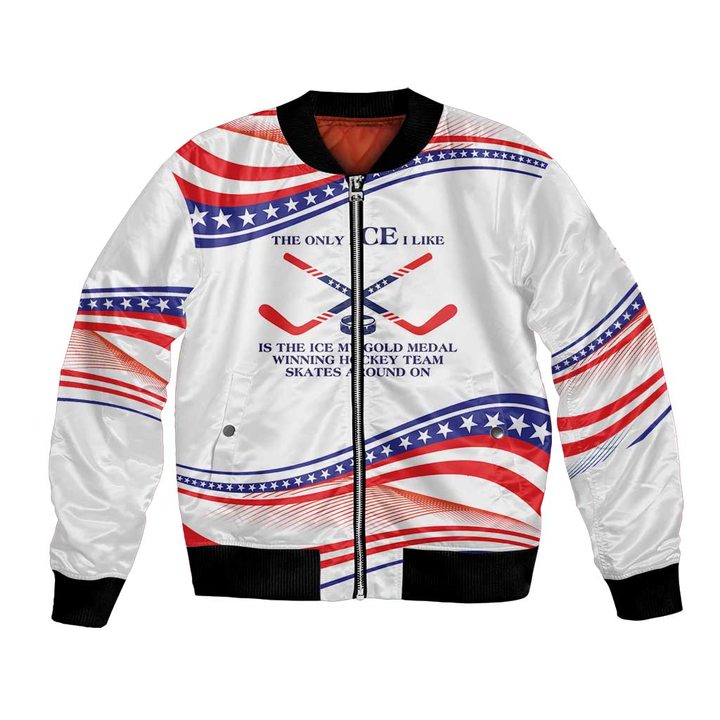 My Gold Medal Winning Hockey Team Personalized Bomber Jacket White Style