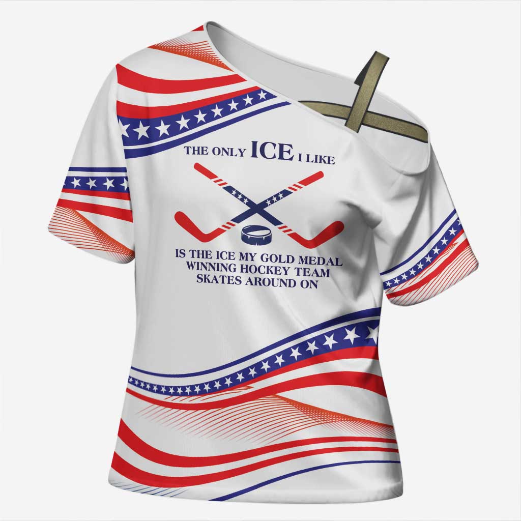 My Gold Medal Winning Hockey Team Personalized Cross Shoulder Shirt White Style