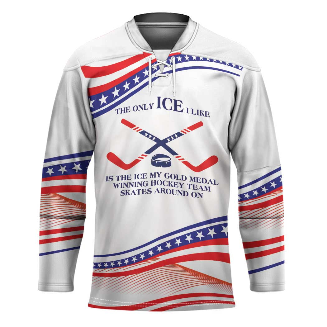 My Gold Medal Winning Hockey Team Personalized Hockey Jersey White Style