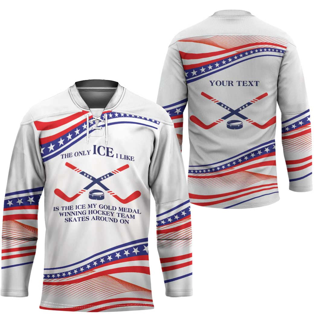 My Gold Medal Winning Hockey Team Personalized Hockey Jersey White Style