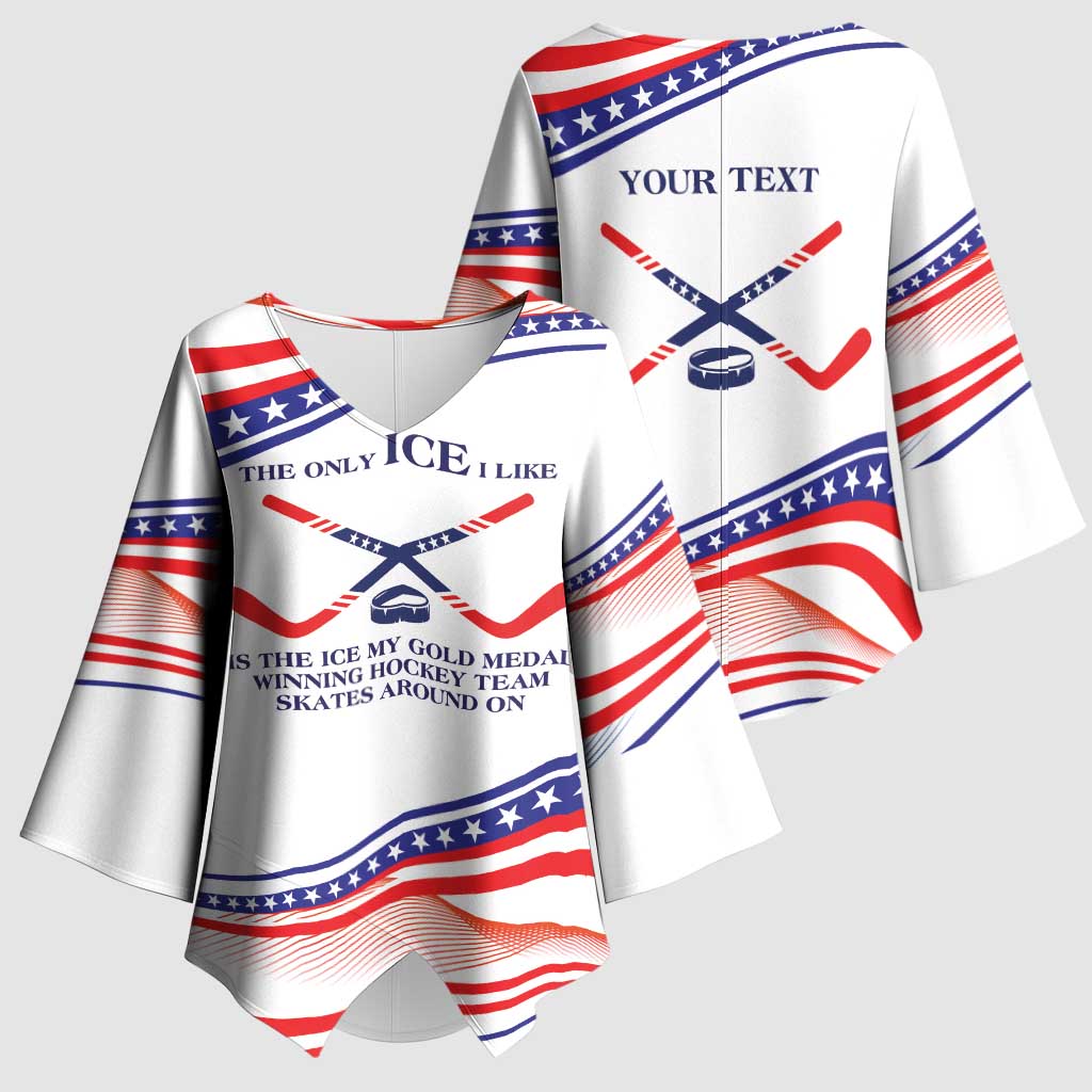 My Gold Medal Winning Hockey Team Personalized Kimono Sleeve Blouse White Style