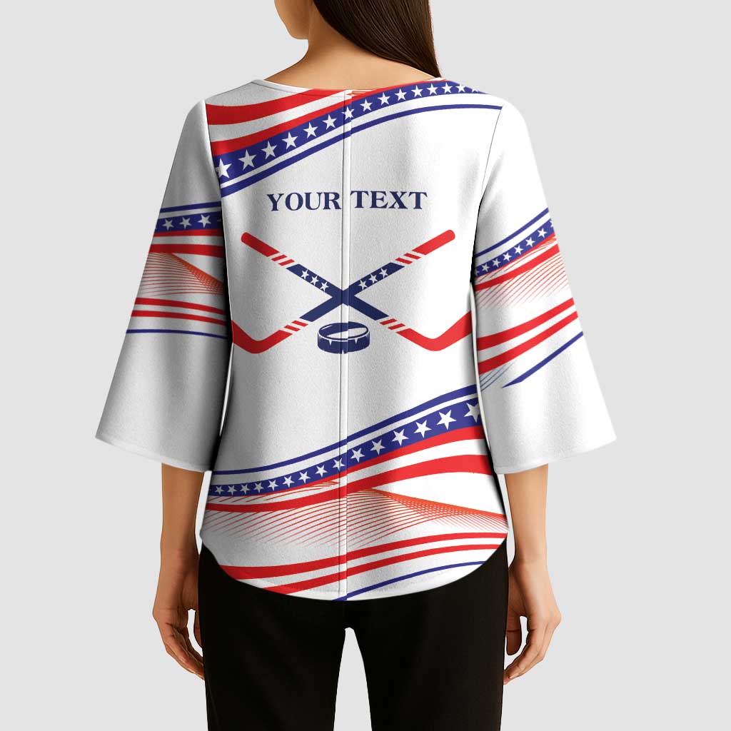 My Gold Medal Winning Hockey Team Personalized Kimono Sleeve Blouse White Style