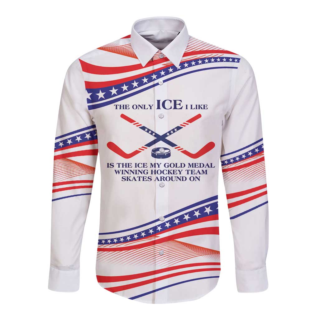 My Gold Medal Winning Hockey Team Personalized Long Sleeve Button Shirt White Style