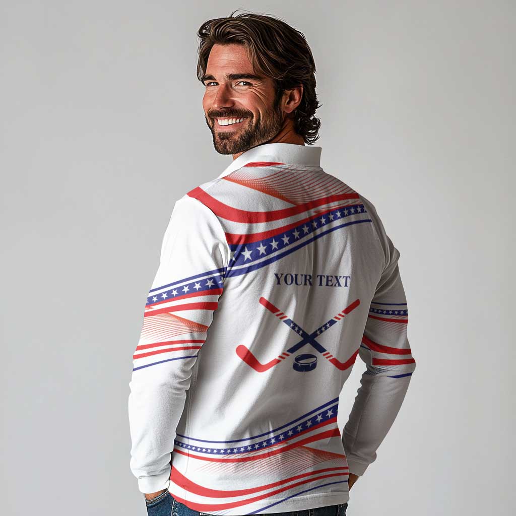 My Gold Medal Winning Hockey Team Personalized Long Sleeve Polo Shirt White Style