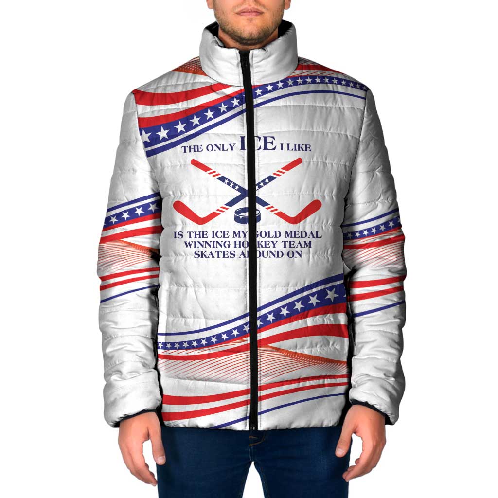 My Gold Medal Winning Hockey Team Personalized Padded Jacket White Style