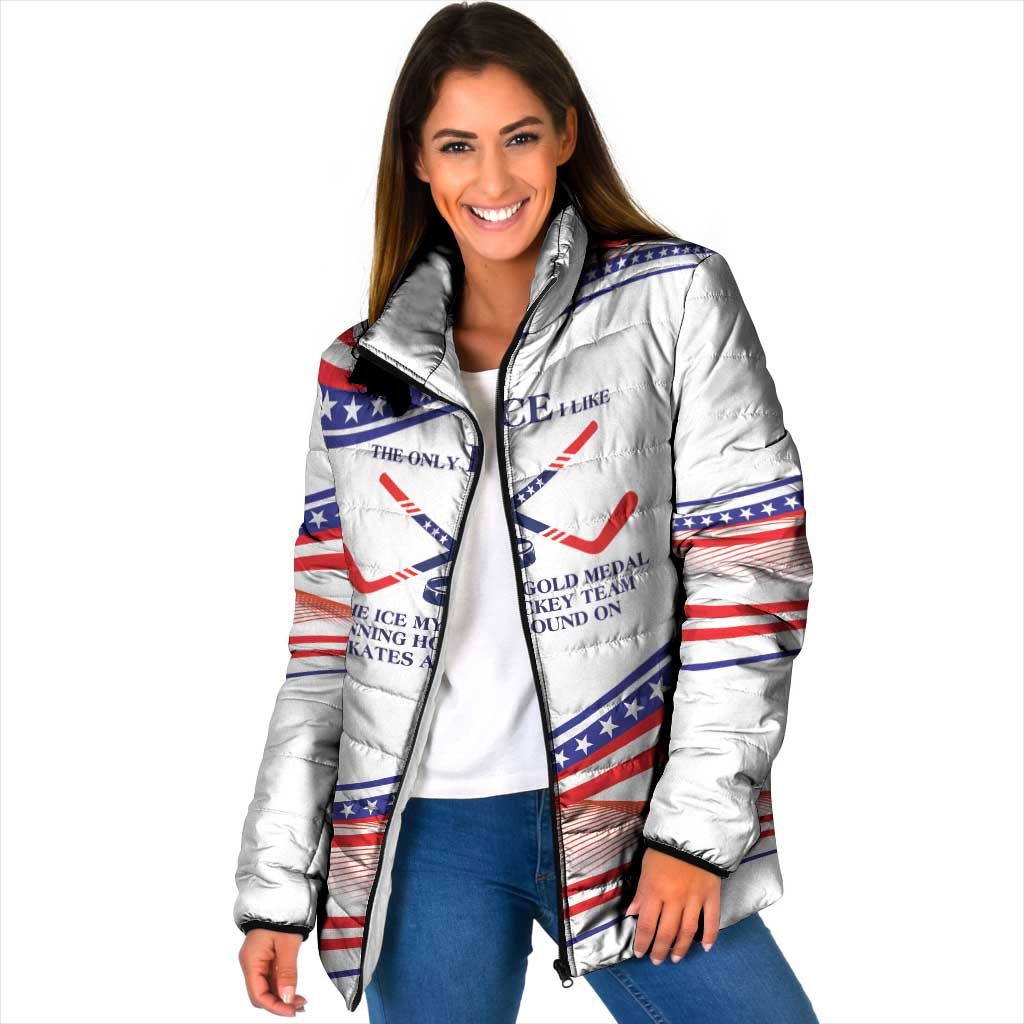My Gold Medal Winning Hockey Team Personalized Padded Jacket White Style