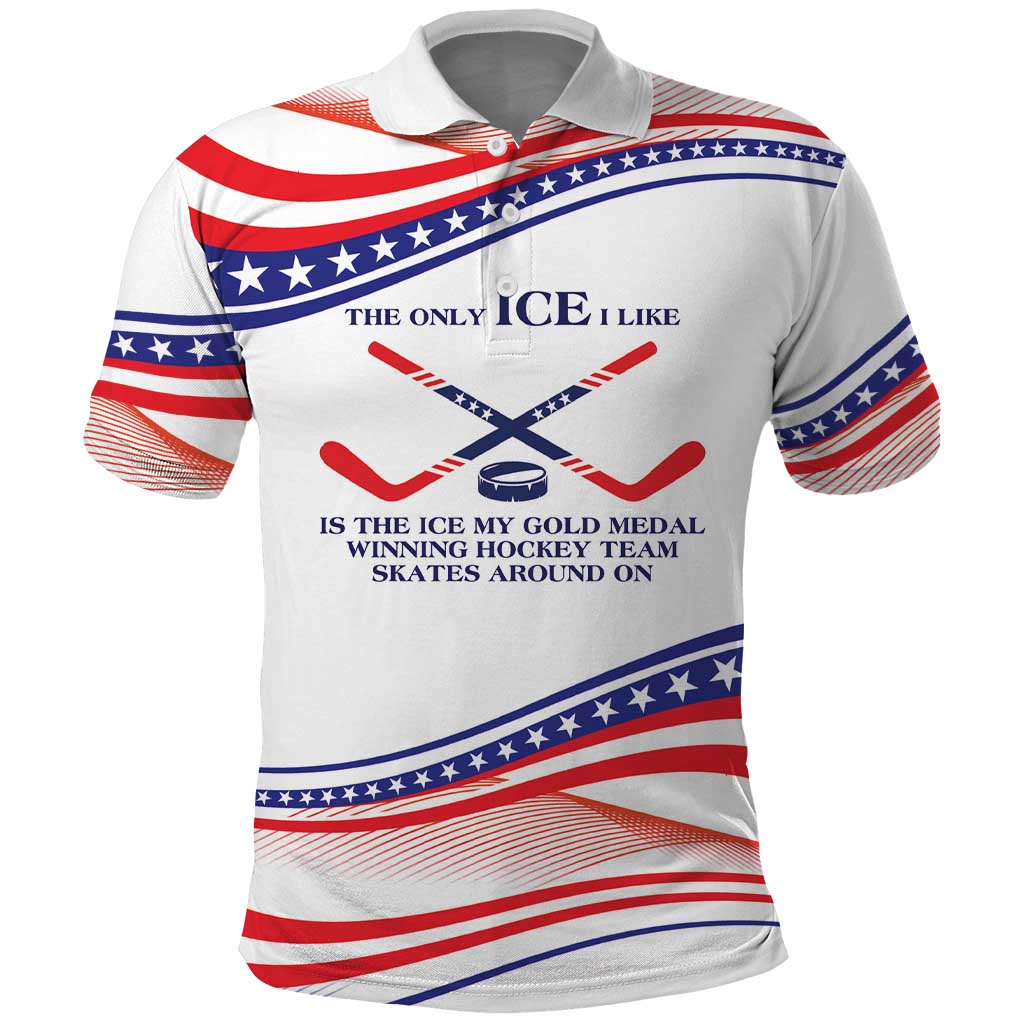 My Gold Medal Winning Hockey Team Personalized Polo Shirt White Style