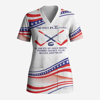 My Gold Medal Winning Hockey Team Personalized Scrub Top White Style