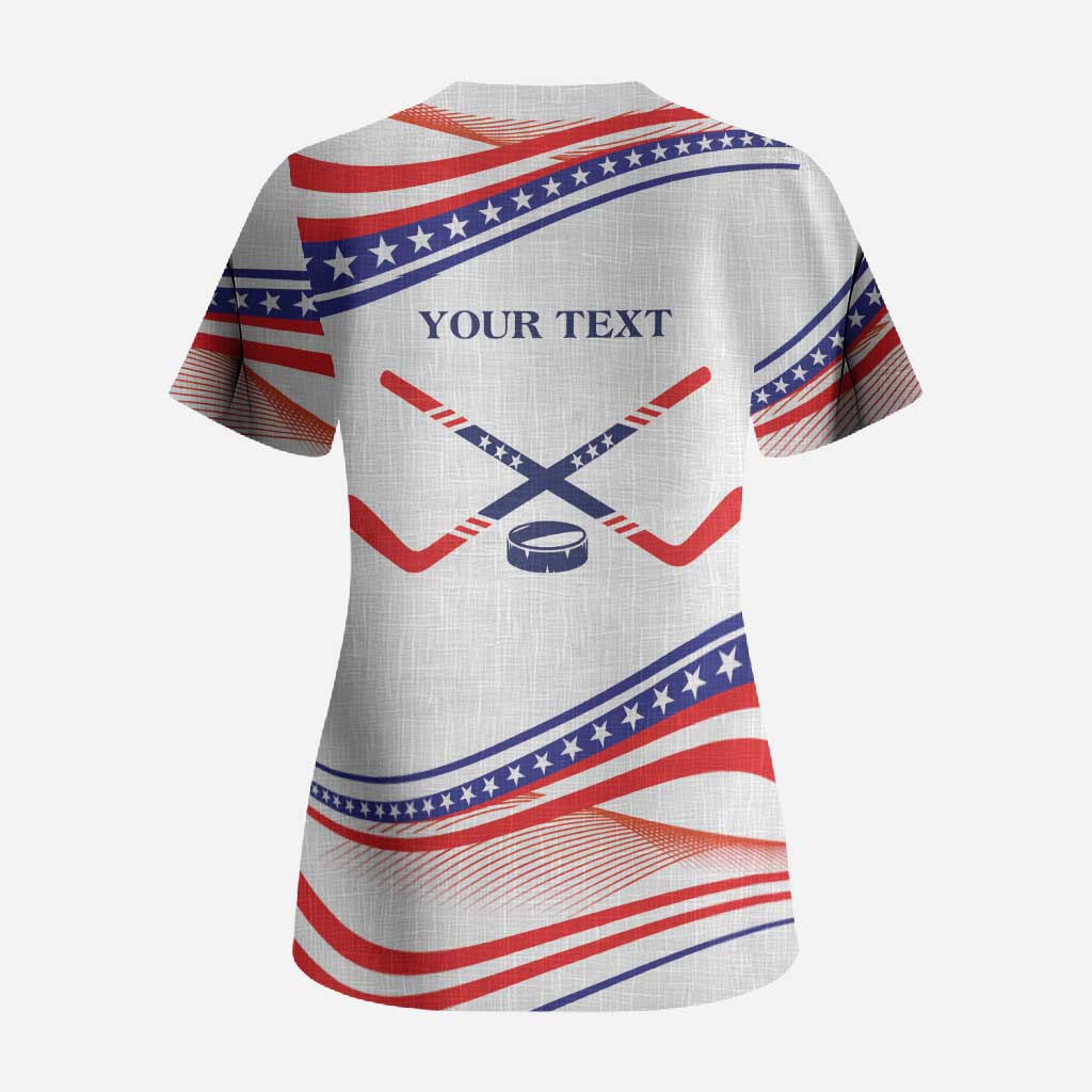 My Gold Medal Winning Hockey Team Personalized Scrub Top White Style