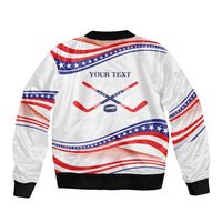 My Gold Medal Winning Hockey Team Personalized Sleeve Zip Bomber Jacket White Style