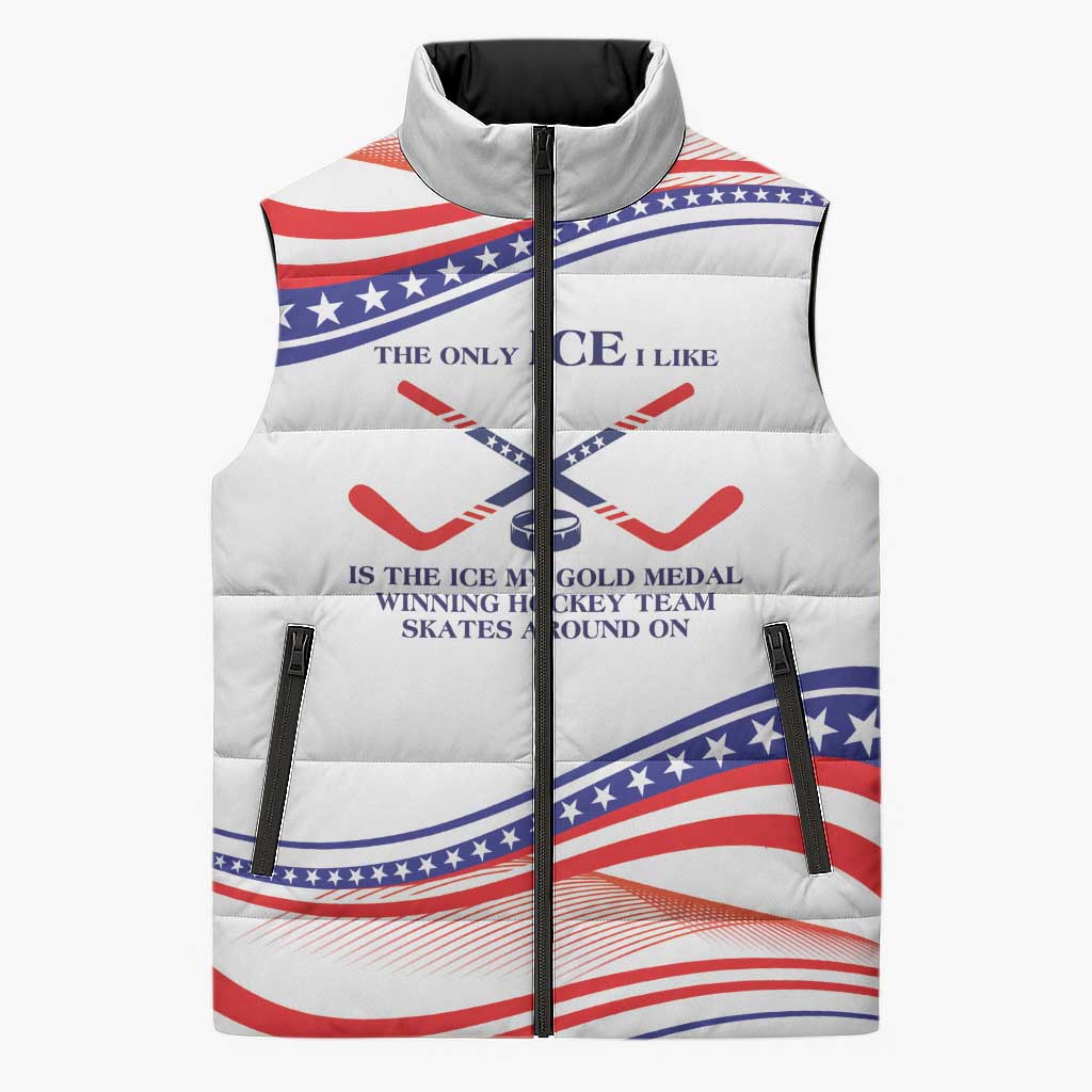 My Gold Medal Winning Hockey Team Personalized Sleeveless Puffer Jacket White Style