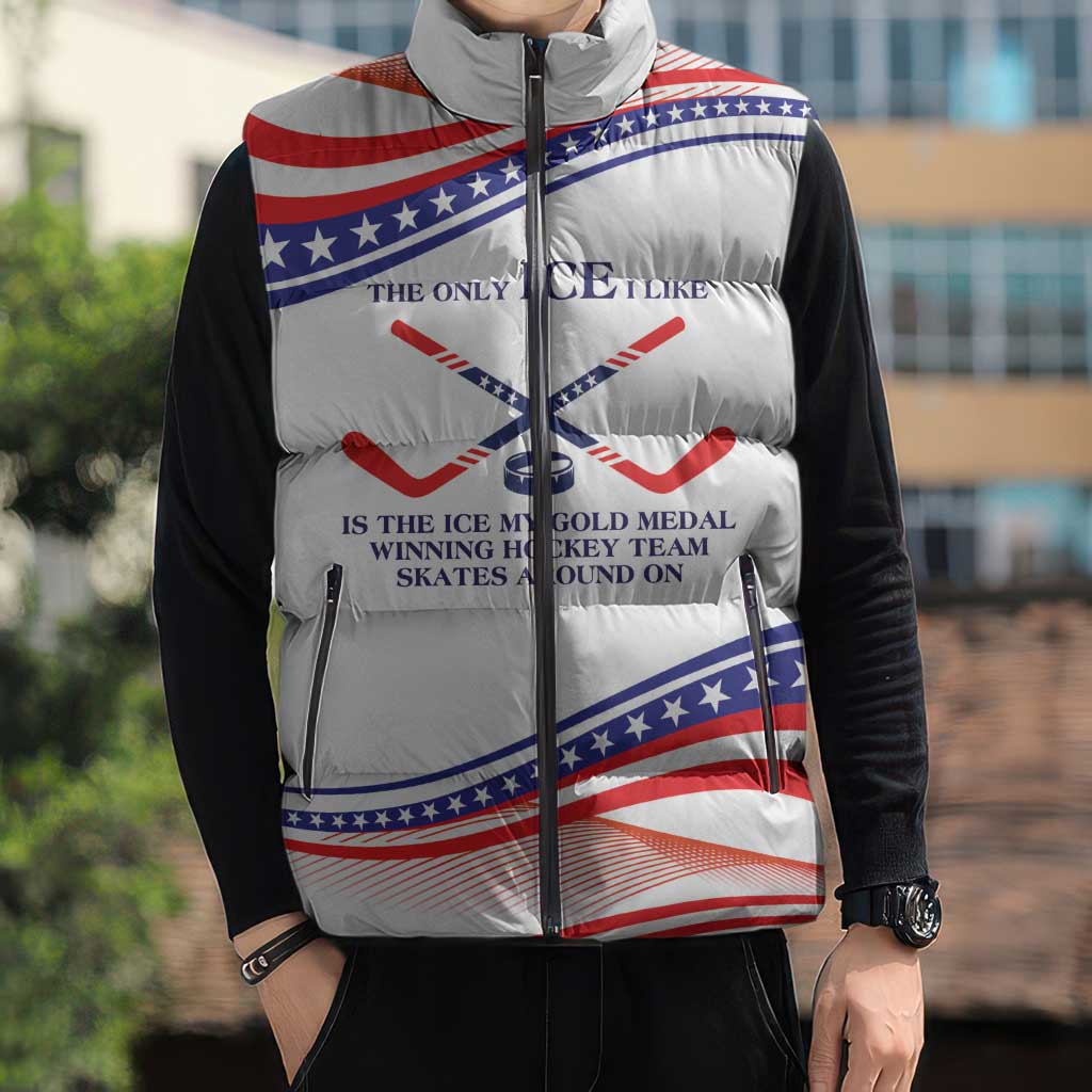 My Gold Medal Winning Hockey Team Personalized Sleeveless Puffer Jacket White Style