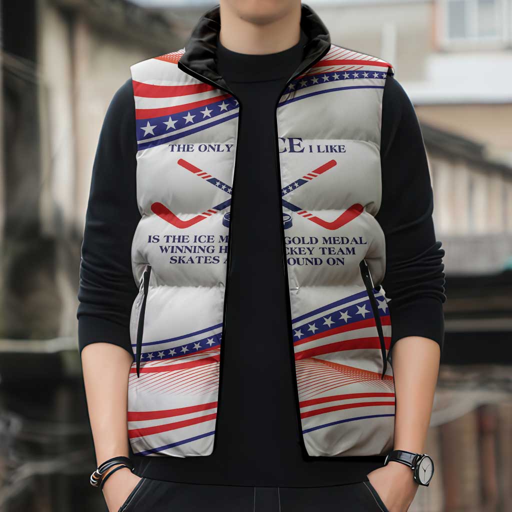 My Gold Medal Winning Hockey Team Personalized Sleeveless Puffer Jacket White Style