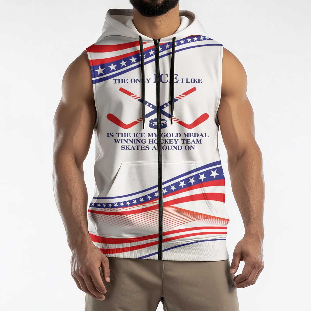 My Gold Medal Winning Hockey Team Personalized Sleeveless Zip Hoodie White Style