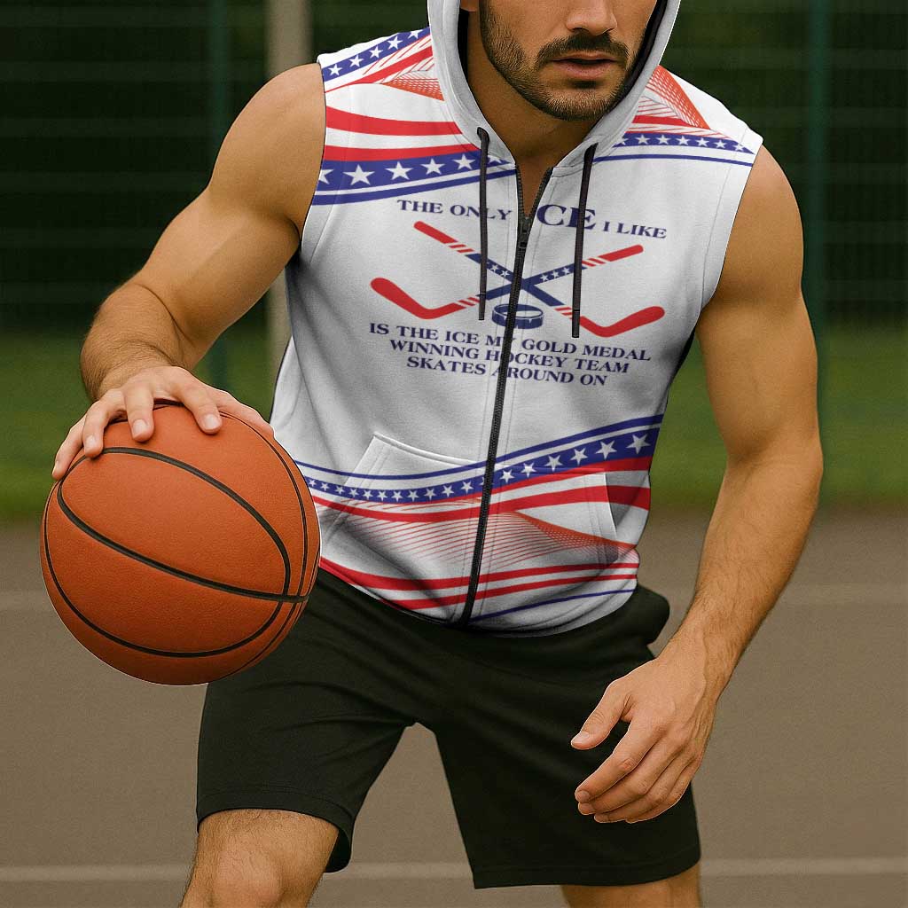 My Gold Medal Winning Hockey Team Personalized Sleeveless Zip Hoodie White Style