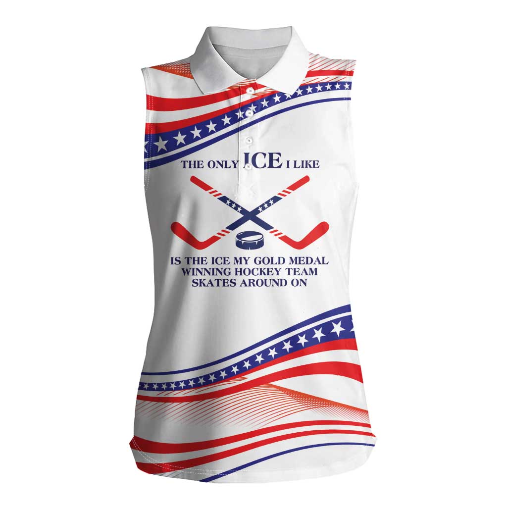 My Gold Medal Winning Hockey Team Personalized Women Sleeveless Polo Shirt White Style
