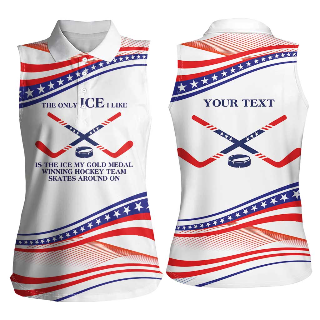 My Gold Medal Winning Hockey Team Personalized Women Sleeveless Polo Shirt White Style