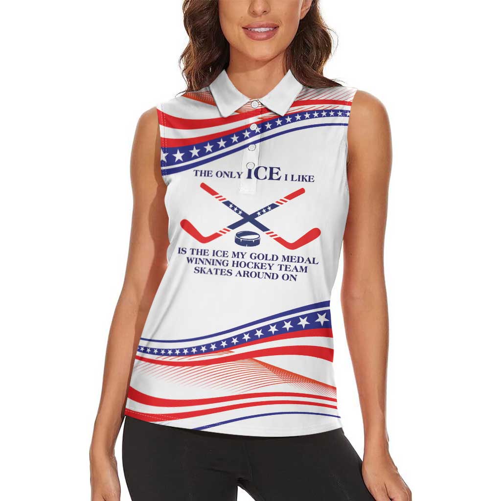 My Gold Medal Winning Hockey Team Personalized Women Sleeveless Polo Shirt White Style