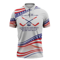 My Gold Medal Winning Hockey Team Personalized Zipper Polo Shirt White Style