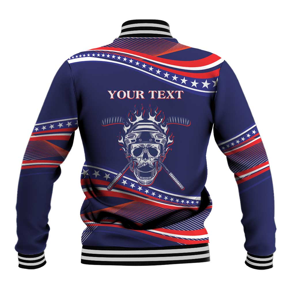 United States Hockey Personalized Baseball Jacket Losing Teeth Winning Wars Since 1776 Blue Style