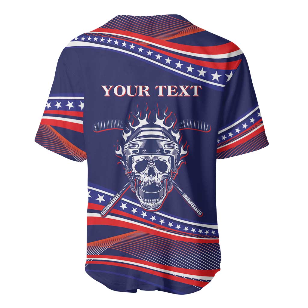 United States Hockey Personalized Baseball Jersey Losing Teeth Winning Wars Since 1776 Blue Style