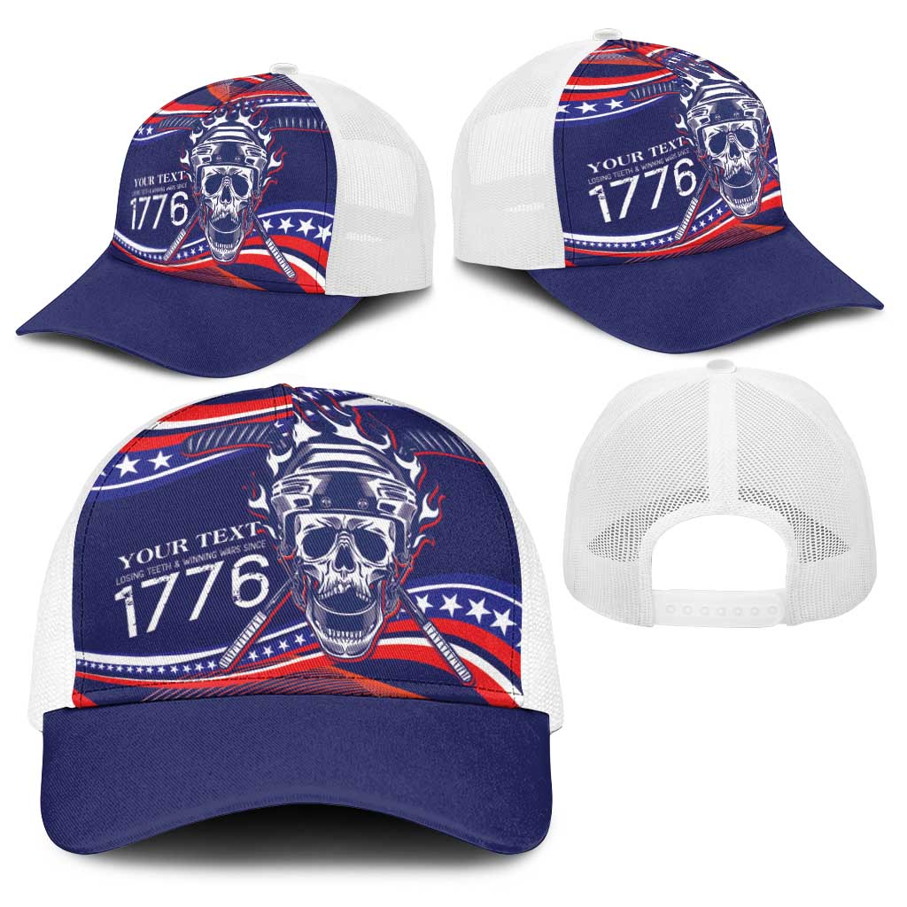 United States Hockey Personalized Baseball Net Cap Losing Teeth Winning Wars Since 1776 Blue Style