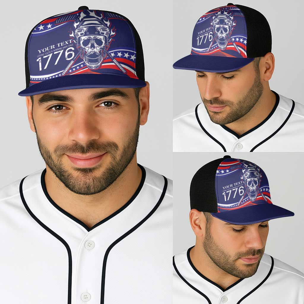 United States Hockey Personalized Baseball Net Cap Losing Teeth Winning Wars Since 1776 Blue Style