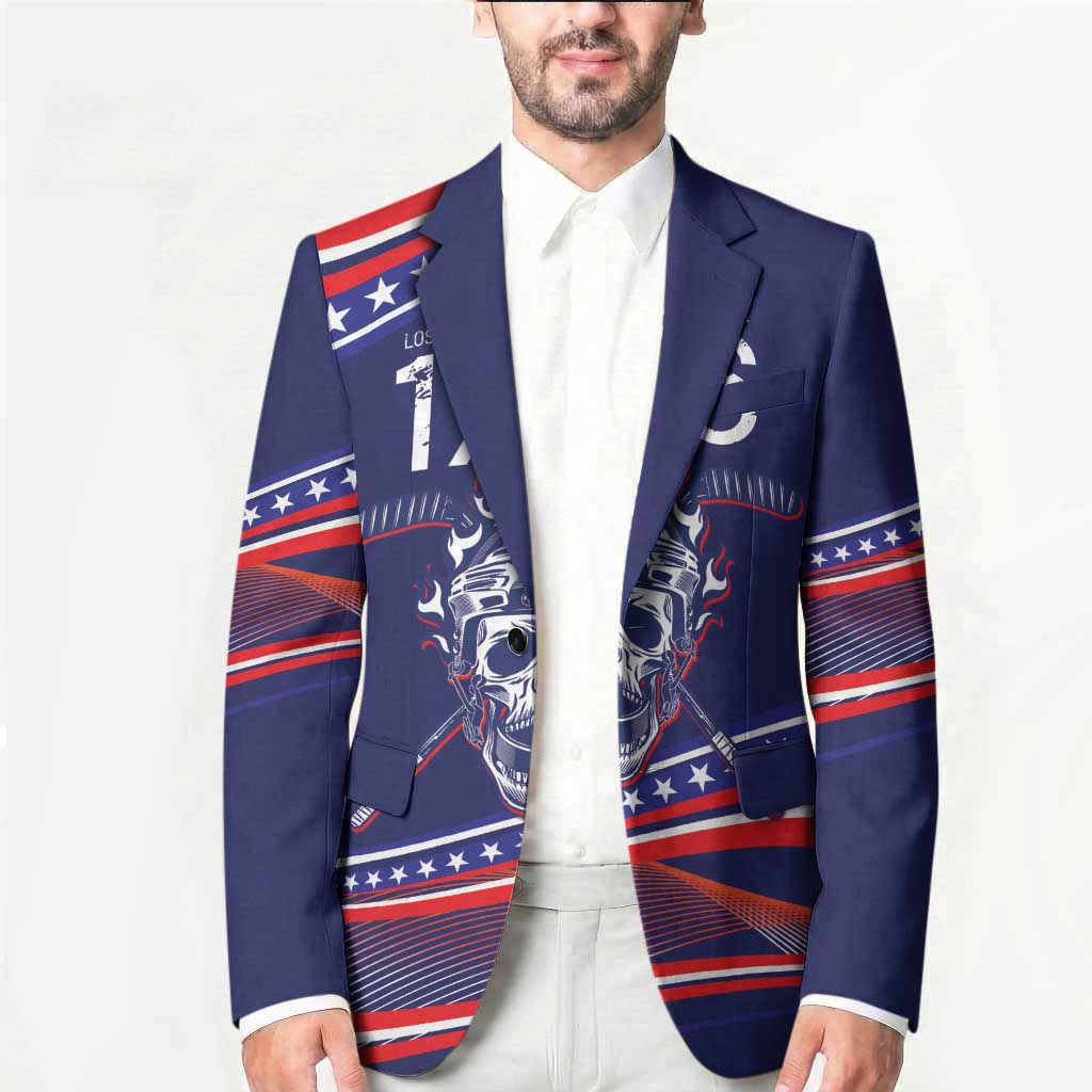 United States Hockey Personalized Blazer Losing Teeth Winning Wars Since 1776 Blue Style