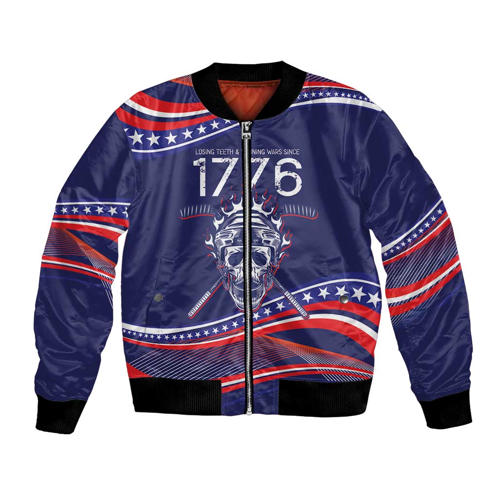United States Hockey Personalized Bomber Jacket Losing Teeth Winning Wars Since 1776 Blue Style