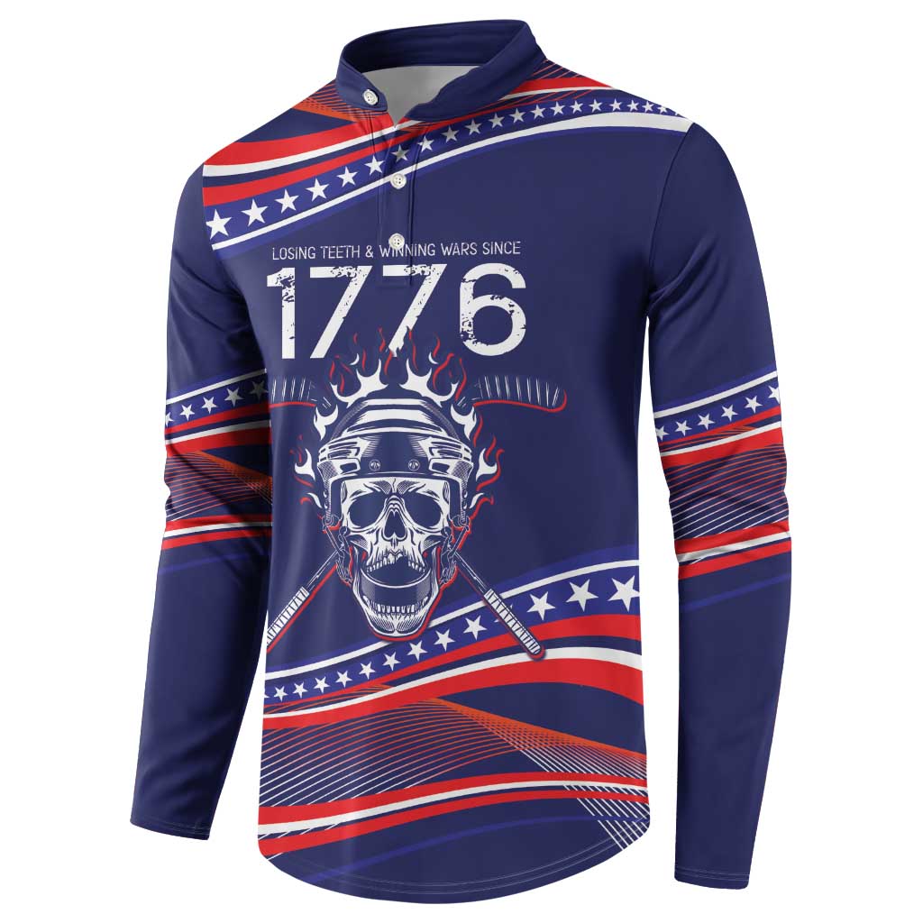 United States Hockey Personalized Button Sweatshirt Losing Teeth Winning Wars Since 1776 Blue Style
