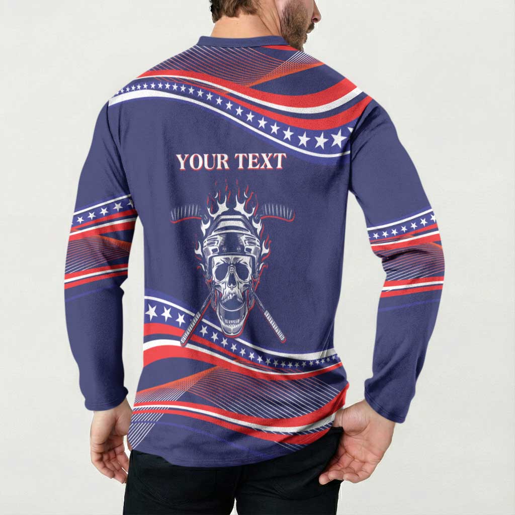 United States Hockey Personalized Button Sweatshirt Losing Teeth Winning Wars Since 1776 Blue Style