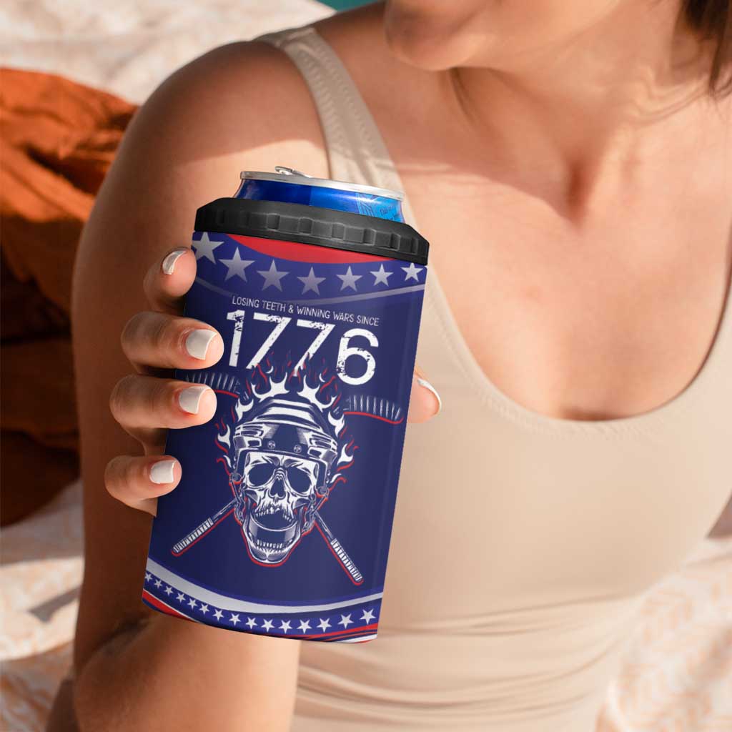 United States Hockey Personalized 4 in 1 Can Cooler Tumbler Losing Teeth Winning Wars Since 1776 Blue Style