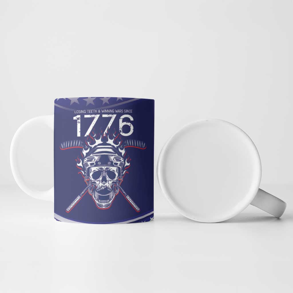 United States Hockey Personalized Ceramic Mug Losing Teeth Winning Wars Since 1776 Blue Style
