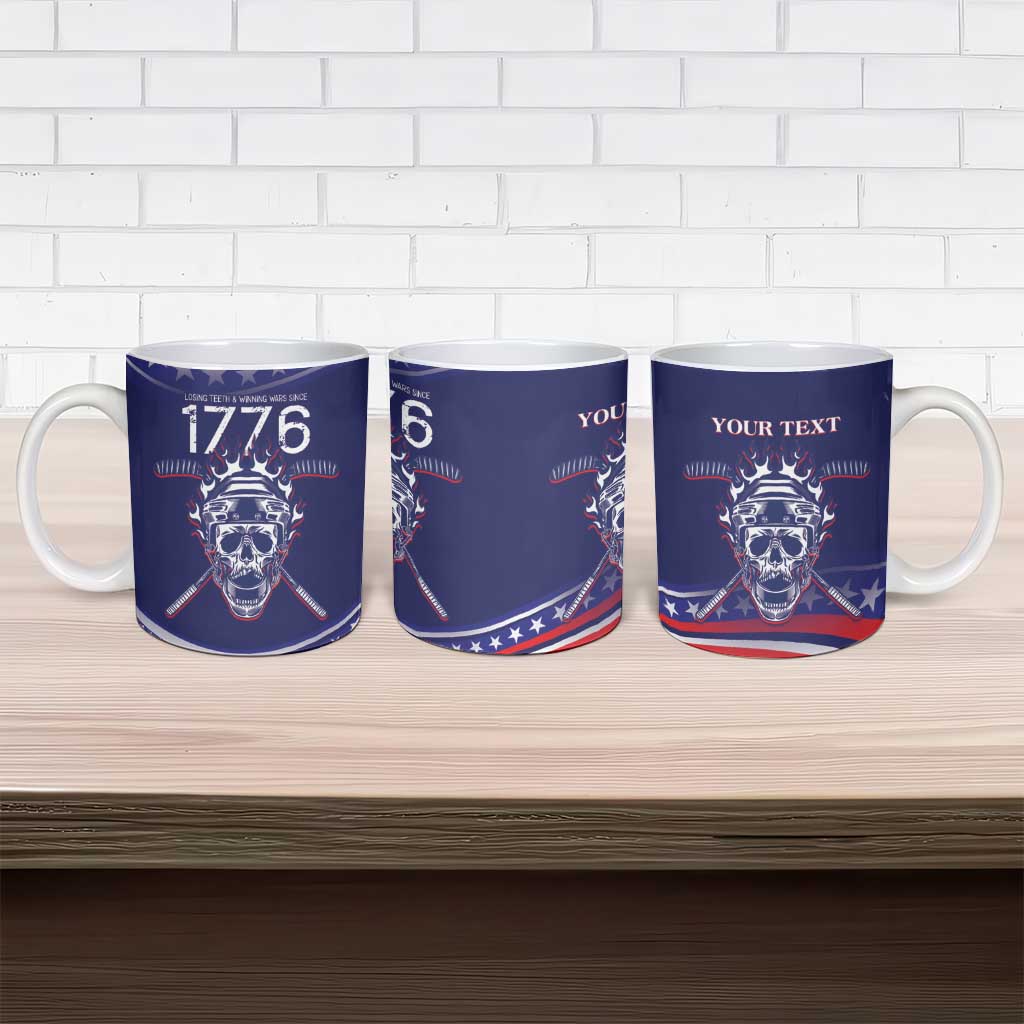 United States Hockey Personalized Ceramic Mug Losing Teeth Winning Wars Since 1776 Blue Style