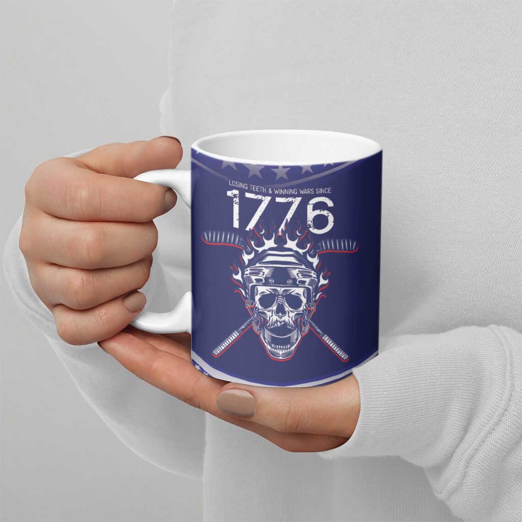 United States Hockey Personalized Ceramic Mug Losing Teeth Winning Wars Since 1776 Blue Style
