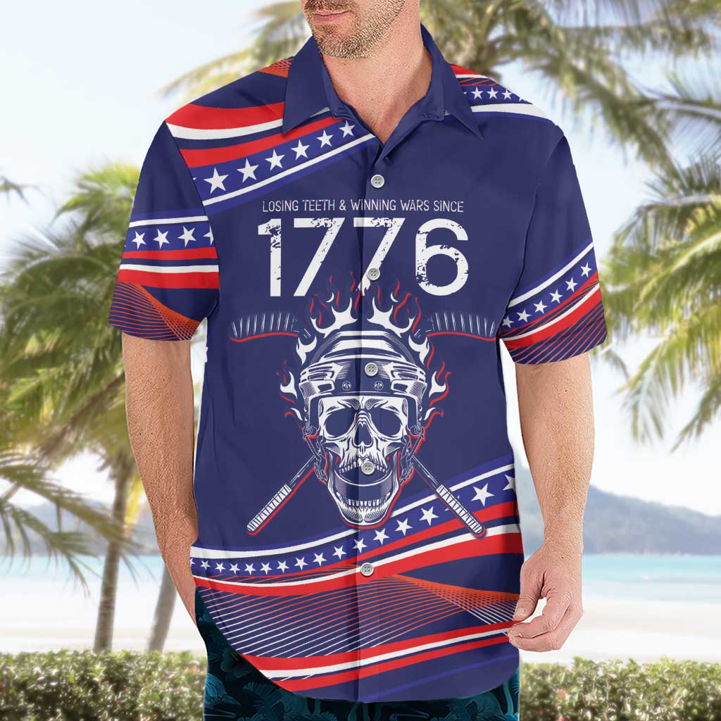 United States Hockey Personalized Hawaiian Shirt Losing Teeth Winning Wars Since 1776 Blue Style