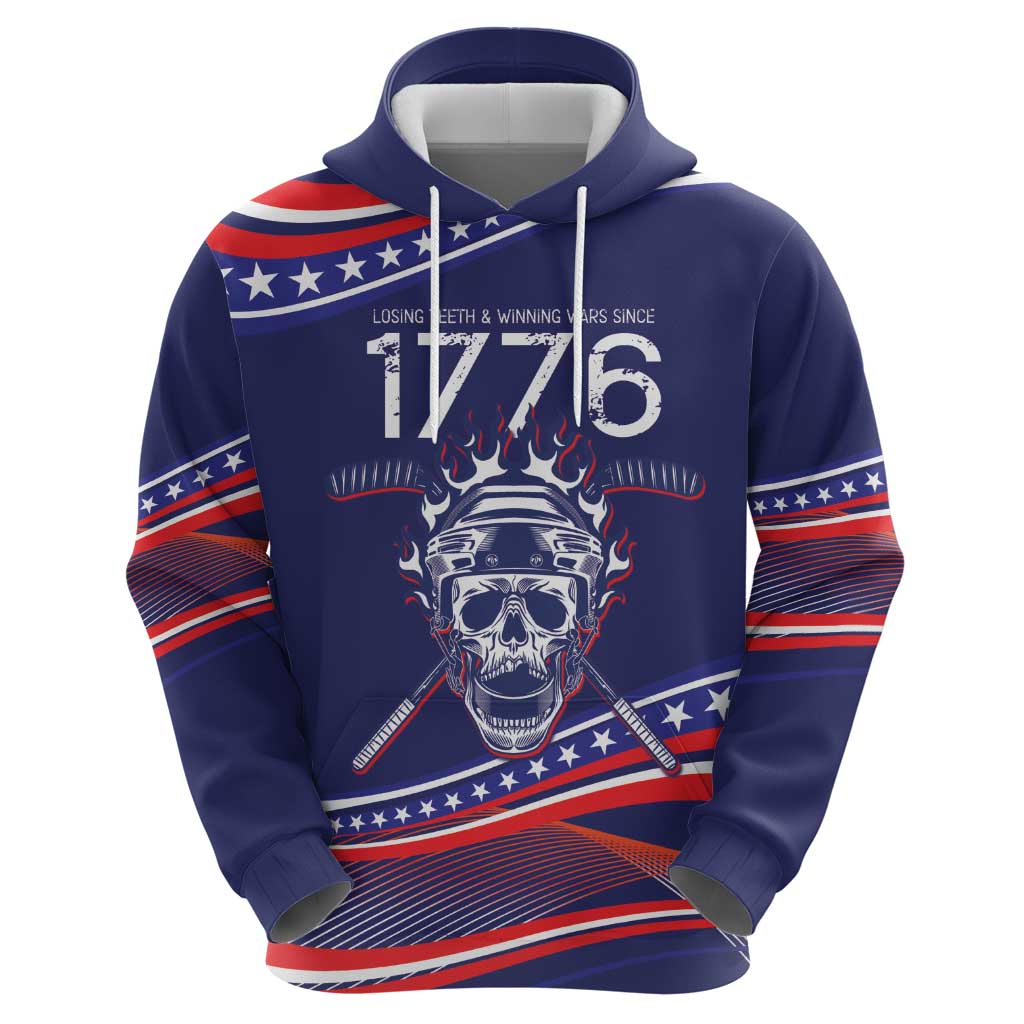 United States Hockey Personalized Hoodie Losing Teeth Winning Wars Since 1776 Blue Style