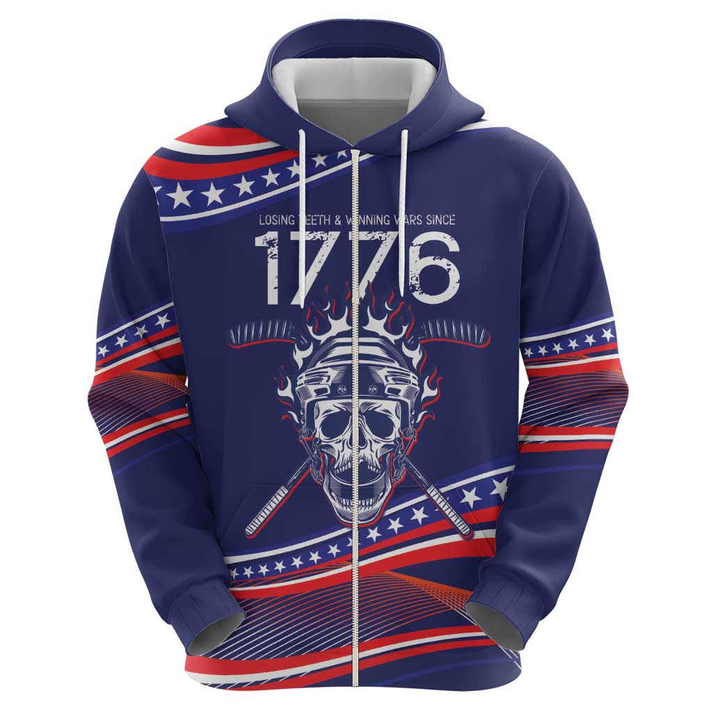 United States Hockey Personalized Hoodie Losing Teeth Winning Wars Since 1776 Blue Style