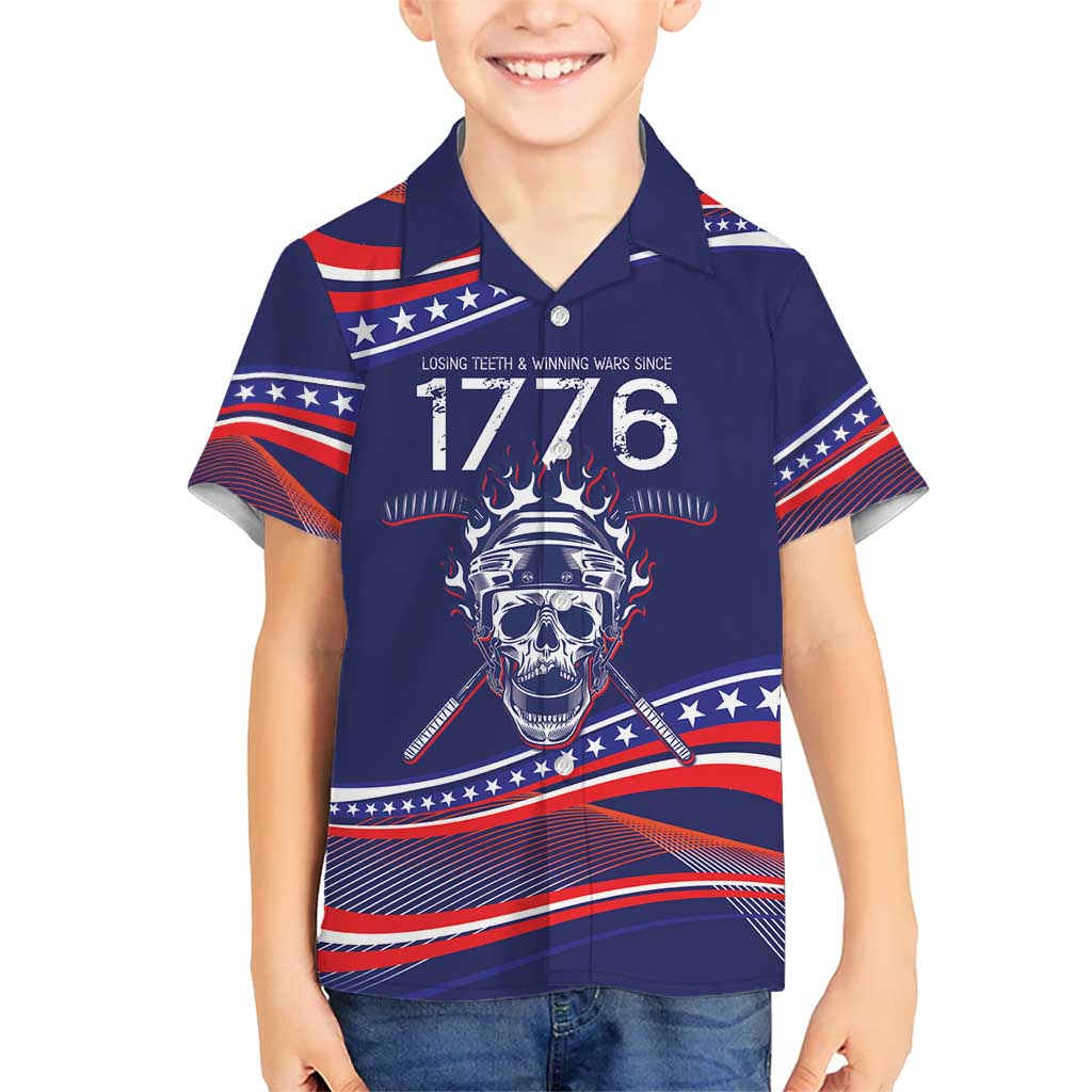 United States Hockey Personalized Kid Hawaiian Shirt Losing Teeth Winning Wars Since 1776 Blue Style